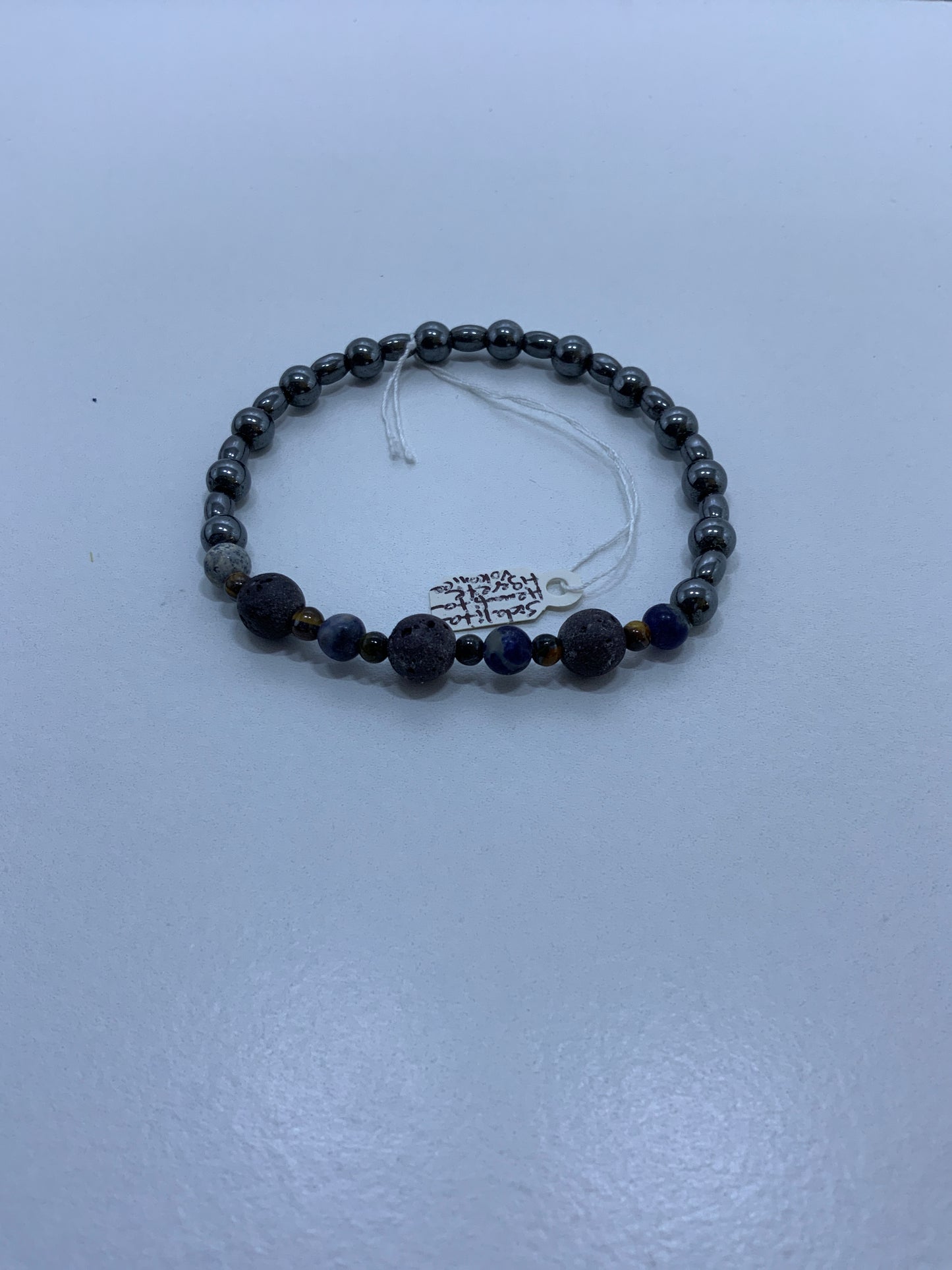 Pulsera Sodalita, piedra volcánica, ojo tigre