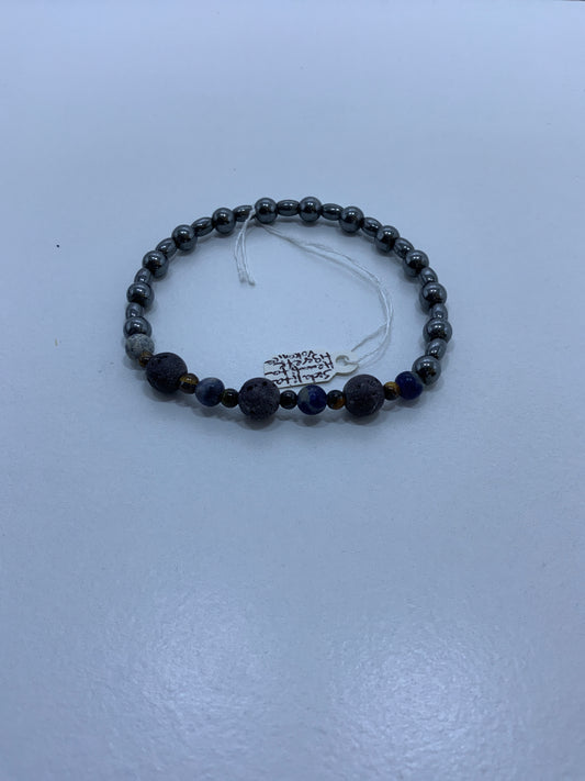 Pulsera Sodalita, piedra volcánica, ojo tigre