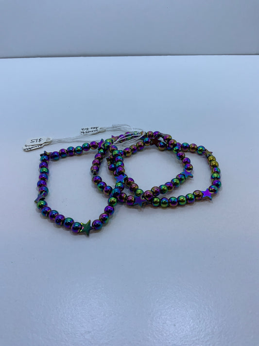 Pulsera Hematita Arco Iris con estrellas