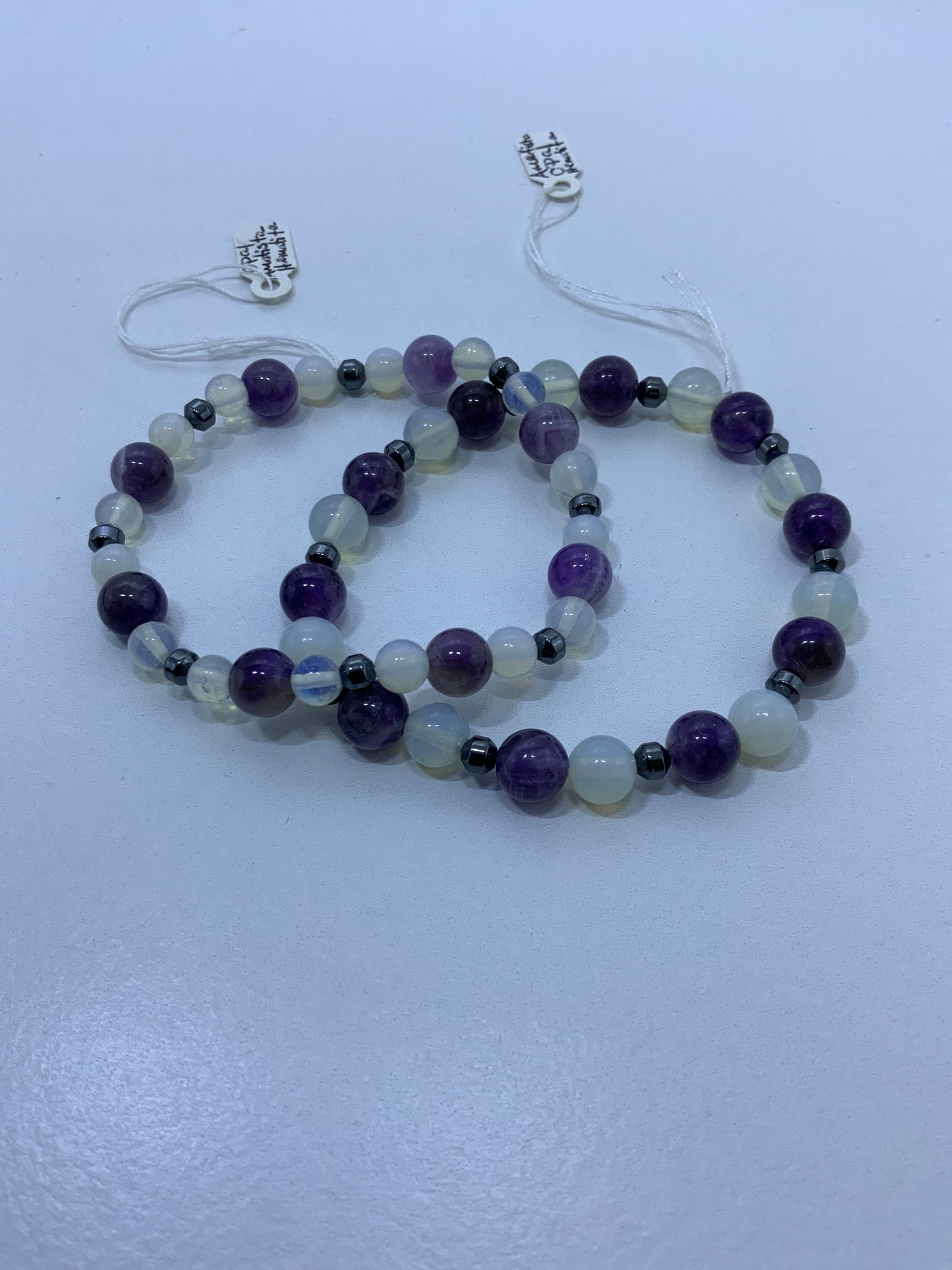 Pulsera Amatista, ópalo y hematita