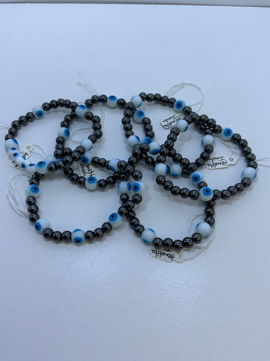 Pulsera Hematita Imán con Ojo turco