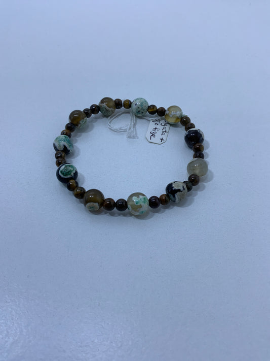 Pulsera Agata y ojo de tigre 8mm